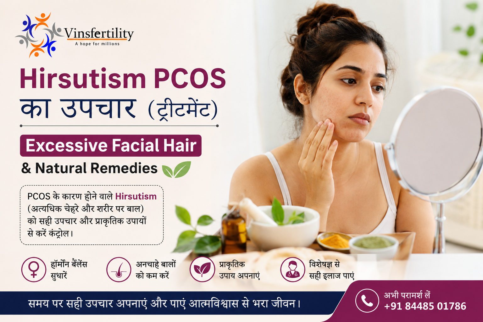 Hirsutism PCOS Treatment in Hindi | Excessive Facial Hair & Natural Remedies